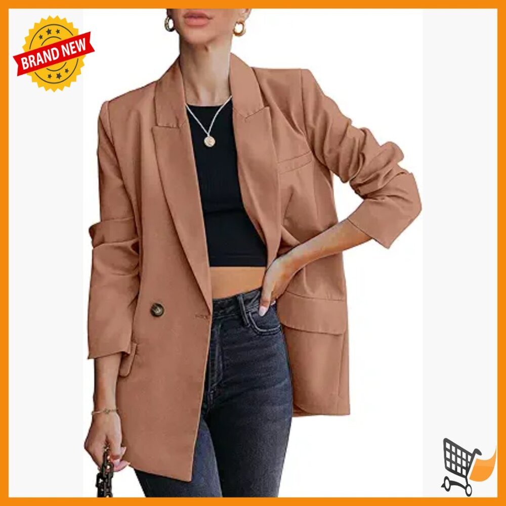 Modern Fit Blazer with Notch Collar for Business Casual Office Wear